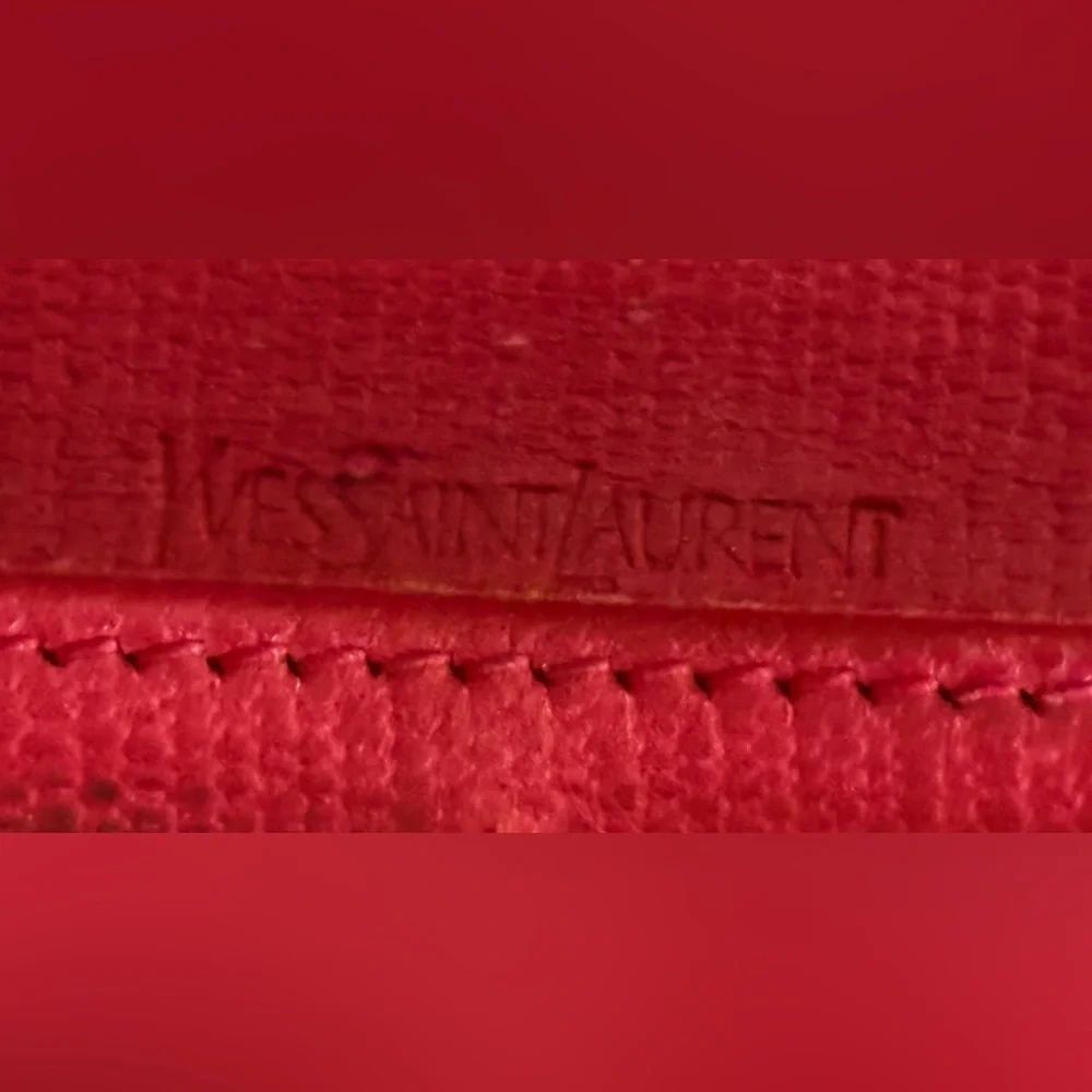 Yves Saint Laurent Red Leather Y-Logo Continental Wallet - Picture 3 of 10
